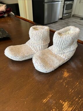 Lemon Cozy Knit Slipper Boots in Cream with Multicolor Flecks